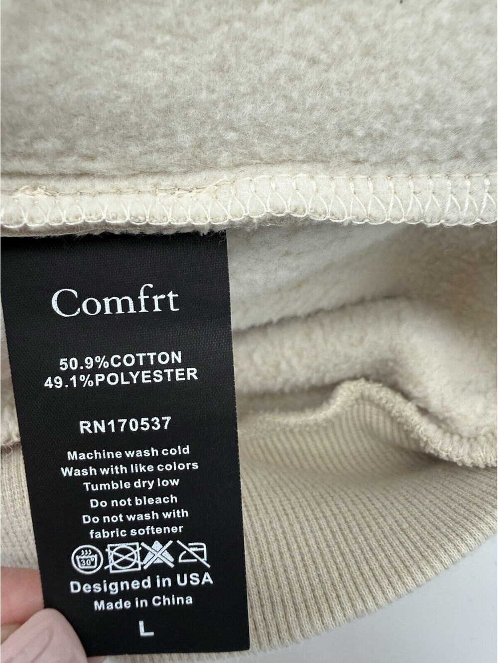 Comfort Travel Essentials Hoodie Unisex Size L Pockets Travel Oversized Stone - Picture 6 of 8